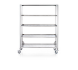 Ⓜ️🔵🔵🔵 Alpes 128/165 DISPENSA APERTA - LIBERI IN CUCINA, Elemento Colonne, colonna cucina, acciaio inox, su ruote, 4 ripiani per dispensa, 2 regolabili in altezza, larg. 128cm, prof. 50cm, alt. 165cm