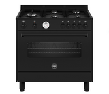 Ⓜ️🔵🔵🔵 LA GERMANIA AMN965ETN/24 - Cucina 5 fuochi gas, forno elettrico, 90x60 cm, NERO OPACO, serie Americana, Classe A