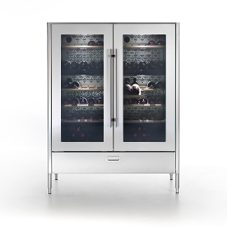 Ⓜ️🔵🔵🔵 Alpes 128/165 CC/1 - LIBERI IN CUCINA, Elemento Colonne, colonna cucina per 2 cantine vini 48 bott., acciaio inox, larg. 128cm, prof. 64cm, alt. 165/170cm, cassetto basso 120cm, cantine vini NON INCLUSE NEL PREZZO