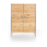 Ⓜ️🔵🔵🔵 Alpes 128/165 DISPENSA/2 - LIBERI IN CUCINA, Elemento Colonne, colonna cucina per dispensa, ante in legno di rovere, 4 ripiani con 2 regolabili, acciaio inox, larg. 128cm, prof. 64cm, alt. 165/170cm