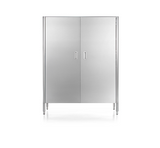 Ⓜ️🔵🔵🔵 Alpes 128/165 FC/1 - LIBERI IN CUCINA, Elemento Colonne, colonna cucina, acciaio inox, larg. 128cm, prof. 64cm, alt. 165/170cm, 2 ante acciaio inox per frigorifero 60cm, frigorifero e congelatore NON INCLUSI NEL PREZZO