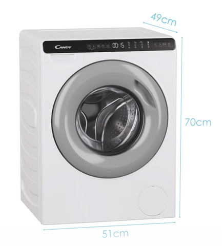 Ⓜ️🔵🔵🔵 Candy CW50-BP12307G-S MiniAqua - Lavatrice MINI, 5 kg, alta solo 70 cm e larga 51, 1200 RPM, Classe A, Bianco, 12 programmi, LA PIÙ PICCOLA LAVATRICE DA 5 KG!