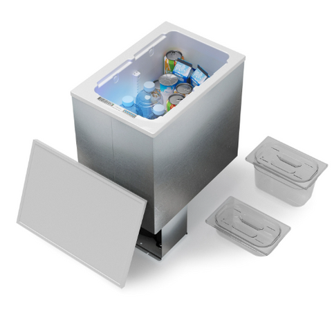 Ⓜ️🔵🔵🔵 Vitrifrigo TL43i RF - Frigo-Freezer a Pozzetto, 40 Litri, Acciaio Inox, D-power, Luce LED, Termostato Digitale, Night Mode, Turbo Mode, A x L x P 63.3x50x34 cm