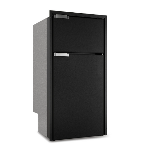 Ⓜ️🔵🔵🔵 Vitrifrigo DP150i CHR - Frigo-Freezer, Doppia Porta, 150 Litri, Nero, Sistema Airlock, Luce LED, A x L x P 109.5x52.5x53 cm