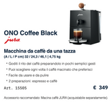 Ⓜ️🔵🔵🔵 JURA ONO Coffee Black - Macchina da caffè espresso, una tazza, funziona con caffè macinato, FACILE DA USARE E DA PULIRE