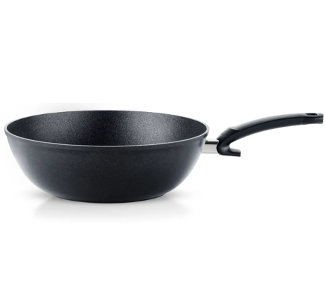 Ⓜ️🔵🔵🔵 Fissler Wok - Wok, Serie Adamant, Nero (superficie interna/esterna), Capacità 5.2 Litri, Diametro 30 cm, Impugnatura ergonomica