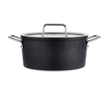 Ⓜ️🔵🔵🔵 Fissler Pentola - Pentola, Serie Adamant, Capacità 4.9 Litri, Diametro 24 cm, Nero (esterna/ interna), Manici in acciaio inox, Coperchio in vetro, Fondo Fissler CookStar