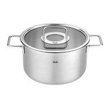 Ⓜ️🔵🔵🔵 Fissler Pentola - Pentola, Serie Pure Collection, Capacità 5.7 Litri, Diametro 24 cm, Acciaio inox satinato (esterna)/ Acciaio inox lucidato (interna), Manici in acciaio inox lucidato, Coperchio in vetro, Fondo Superthermic