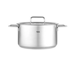 Ⓜ️🔵🔵🔵 Fissler Pentola - Pentola, Serie Pure Collection, Capacità 5.7 Litri, Diametro 24 cm, Acciaio inox satinato (esterna)/ Acciaio inox lucidato (interna), Manici in acciaio inox lucidato, Coperchio in vetro, Fondo Superthermic