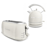 Ⓜ️🔵🔵🔵 SWEISS GRV8+KTL8 - Set di tostapane e bollitore elettrico vintage, colore BEIGE RETRÒ con dettagli cromati