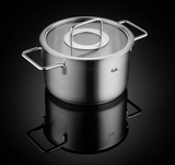 Ⓜ️🔵🔵🔵 Fissler Pentola - Pentola, Serie Pure Collection, Capacità 3.6 Litri, Diametro 20 cm, Acciaio inox satinato(esterna)/ Acciaio inox lucidato (interna), Manici in acciaio inox lucidato, Coperchio in vetro, Fondo Superthermic