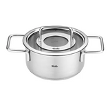 Ⓜ️🔵🔵🔵 Fissler Pentola - Pentola, Serie Pure Collection, Capacità 1.9 Litri, Diametro 16 cm, Acciaio inox satinato (esterna)/ Acciaio inox lucidato (interna), Manici in acciaio inox lucidato, Coperchio in vetro, Fondo Superthermic