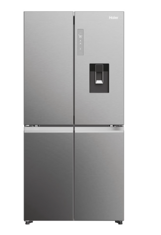 Ⓜ️🔵🔵🔵 Haier HCW58F18EWMP - Frigorifero 4 porte, Libera installazione, 4 porte, No Frost, Luce Led, Nuova Classe E, Platinum Inox, L x P x A (mm) 830x697x1775