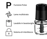 Ⓜ️🔵🔵🔵 Haier HCH5B1 011 - Tritatutto I-Master Serie 5, Nero, 4 lame in acciaio inox, 2 livelli di velocità, Ciotola in vetro 0,5 litri
