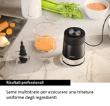 Ⓜ️🔵🔵🔵 Haier HCH5B1 011 - Tritatutto I-Master Serie 5, Nero, 4 lame in acciaio inox, 2 livelli di velocità, Ciotola in vetro 0,5 litri