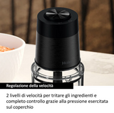 Ⓜ️🔵🔵🔵 Haier HCH5B1 011 - Tritatutto I-Master Serie 5, Nero, 4 lame in acciaio inox, 2 livelli di velocità, Ciotola in vetro 0,5 litri
