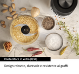 Ⓜ️🔵🔵🔵 Haier HCH5B1 011 - Tritatutto I-Master Serie 5, Nero, 4 lame in acciaio inox, 2 livelli di velocità, Ciotola in vetro 0,5 litri