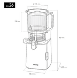 Ⓜ️🔵🔵🔵 H.Koenig GSX26 XL TOTAL BLACK - Estrattore di succo "Slow Juicer", SENZA BPA, nero, apertura Extra-Large 135 mm
