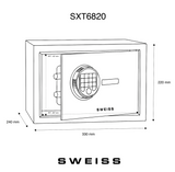 Ⓜ️🔵🔵🔵 SWEISS SXT6820 - Cassaforte con codice, chiave e impronta, 8 litri, Safe Box