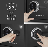 Ⓜ️🔵🔵🔵 SWEISS SXT6820 - Cassaforte con codice, chiave e impronta, 8 litri, Safe Box