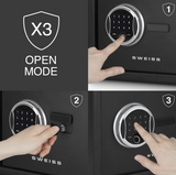 Ⓜ️🔵🔵🔵 SWEISS SXT7260 - Cassaforte con codice, chiave e impronta, 16 litri, Safe Box