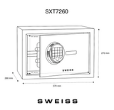 Ⓜ️🔵🔵🔵 SWEISS SXT7260 - Cassaforte con codice, chiave e impronta, 16 litri, Safe Box