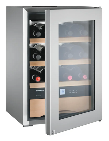 Ⓜ️🔵🔵🔵 LIEBHERR WKes 653 GrandCru - Cantinetta da libera installazione, GARANZIA 10 ANNI INCLUSA* originale LIEBHERR, 12 bottiglie, 1 zona, Acciaio Inox e Vetro, 61 x 42,5 cm, Nuova classe E