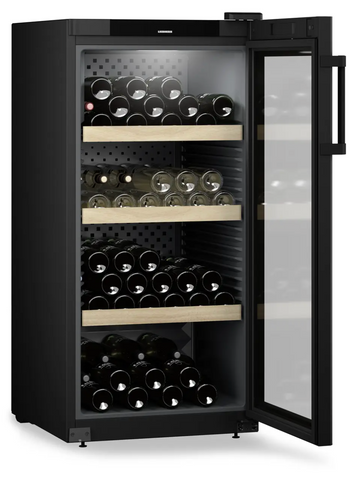 Ⓜ️🔵🔵🔵 LIEBHERR WPbl 4201 GrandCru - Cantinetta da libera installazione, GARANZIA 10 ANNI INCLUSA* originale LIEBHERR, 141 bottiglie, 1 zona, Nero e Vetro, 128,4 x 60 cm, Nuova classe F