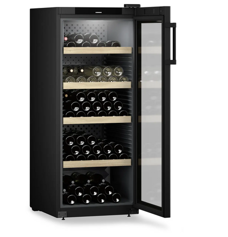 Ⓜ️🔵🔵🔵 LIEBHERR WPbl 4601 GrandCru - Cantinetta da libera installazione, GARANZIA 10 ANNI INCLUSA* originale LIEBHERR, 166 bottiglie, 1 zona, Nero e Vetro, 148,4 x 60 cm, Nuova classe F