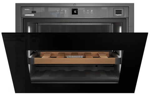 Ⓜ️🔵🔵🔵 LIEBHERR WKEgb 582 GrandCru - Cantinetta da incasso, GARANZIA 10 ANNI INCLUSA* originale LIEBHERR, 18 bottiglie, 1 zona, Nero e Vetro, 45 cm, Nuova classe G