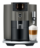 Ⓜ️🔵🔵🔵 JURA E8 Dark Inox - Macchina da caffè espresso COMPLETAMENTE AUTOMATICA (dai chicchi al caffè), colore DARK INOX, 2 tazze, bevande con latte, 17 tipi di bevande, FACILISSIMA DA USARE E DA PULIRE