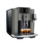 Ⓜ️🔵🔵🔵 JURA E8 Dark Inox - Macchina da caffè espresso COMPLETAMENTE AUTOMATICA (dai chicchi al caffè), colore DARK INOX, 2 tazze, bevande con latte, 17 tipi di bevande, FACILISSIMA DA USARE E DA PULIRE