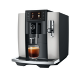 Ⓜ️🔵🔵🔵 JURA E8 Platino - Macchina da caffè espresso COMPLETAMENTE AUTOMATICA (dai chicchi al caffè), colore PLATINO, 2 tazze, bevande con latte, 17 tipi di bevande, FACILISSIMA DA USARE E DA PULIRE