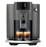 Ⓜ️🔵🔵🔵 JURA E6 Dark Inox - Macchina da caffè espresso COMPLETAMENTE AUTOMATICA (dai chicchi al caffè), colore DARK INOX, 2 tazze, anche bevande con latte, 11 tipi di bevande, FACILISSIMA DA USARE E DA PULIRE