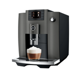 Ⓜ️🔵🔵🔵 JURA E6 Dark Inox - Macchina da caffè espresso COMPLETAMENTE AUTOMATICA (dai chicchi al caffè), colore DARK INOX, 2 tazze, anche bevande con latte, 11 tipi di bevande, FACILISSIMA DA USARE E DA PULIRE