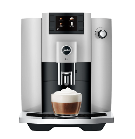 Ⓜ️🔵🔵🔵 JURA E6 Platino - Macchina da caffè espresso COMPLETAMENTE AUTOMATICA (dai chicchi al caffè), colore PLATINO, 2 tazze, anche bevande con latte, 11 tipi di bevande, FACILISSIMA DA USARE E DA PULIRE