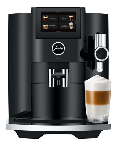 Ⓜ️🔵🔵🔵 JURA S8 Piano Black - Macchina da caffè espresso COMPLETAMENTE AUTOMATICA (dai chicchi al caffè), colore PIANO BLACK, 27 preparazioni di caffè, anche con latte, funzione Sweet Foam