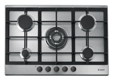 Ⓜ️🔵🔵🔵 CANDY CMPG75 - Piano cottura, 5 fuochi gas di cui 1 tripla corona, 75 cm, piano inox e griglie in ghisa