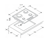 Ⓜ️🔵🔵🔵 CANDY CFX 64 - Piano cottura, 4 fuochi gas, inox, 60 cm