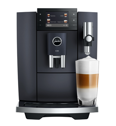 Ⓜ️🔵🔵🔵 JURA E8 Cosmic Black - Macchina da caffè espresso COMPLETAMENTE AUTOMATICA (dai chicchi al caffè), colore COSMIC BLACK, 2 tazze, bevande con latte, 27 tipi di bevande, FACILISSIMA DA USARE E DA PULIRE