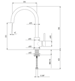 Ⓜ️🔵🔵🔵 Alpes ALP34-2 - Miscelatore monocomando con canna orientabile, acciaio inossidabile con finitura satinata