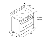 Ⓜ️🔵🔵🔵 LA GERMANIA AMN965GTN/24 - Cucina, Piano di Lavoro, Nero Opaco, 5 Fuochi Gas, Forno Gas Ventilato, 90x60 cm, Serie Americana, Nuova Classe A+