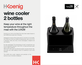 Ⓜ️🔵🔵🔵 H.Koenig LVX28 - Raffreddatore per 2 bottiglie di vino, da tavolo, a 2 temperature diverse, DIAL ZONE, anche per bottiglie grandi (rosso, bianco, rosé, spumante, prosecco, champagne), SEAU À GLACE ELETTRICO, secchiello per vino elettrico