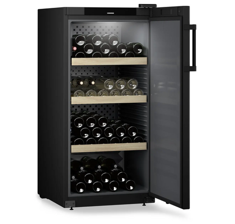 Ⓜ️🔵🔵🔵 LIEBHERR WSbl 4201 GrandCru - Cantina temperata per vini, GARANZIA 10 ANNI INCLUSA* originale LIEBHERR, 141 bottiglie, 1 zona, Nera, 128,4 x 60 cm, Nuova classe D