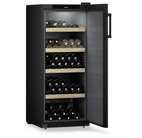 Ⓜ️🔵🔵🔵 LIEBHERR WSbl 4601 GrandCru - Cantina temperata per vini, GARANZIA 10 ANNI INCLUSA* originale LIEBHERR, 166 bottiglie, 1 zona, Nera, 148,4 x 60 cm, Nuova classe E