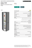 Ⓜ️🔵🔵🔵 LIEBHERR CNdgc 5203 Pure NoFrost - Frigorifero combinato, GARANZIA 10 ANNI INCLUSA, frigo-congelatore con EasyFresh e NoFrost, Grigio Scuro, 185,5 x 60 cm, Nuova classe C