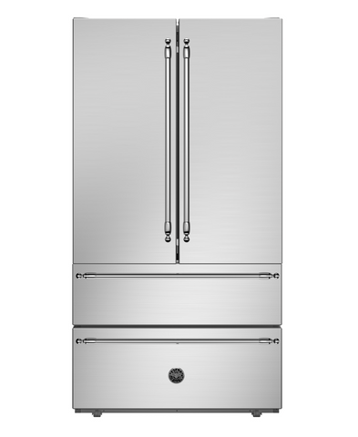 Ⓜ️🔵🔵🔵 BERTAZZONI REF904FFNXTC + 901250 - Frigorifero French Door, Libera Installazione, 90 cm, Acciaio Inox, Serie Heritage, 449L Frigorifero, 187L Congelatore, Nuova Classe E