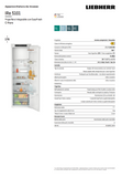 Ⓜ️🔵🔵🔵 LIEBHERR IRe 5101 pure - Frigorifero monoporta da incasso con EasyFresh e Vano Congelatore, GARANZIA 10 ANNI INCLUSA* originale LIEBHERR, porta autoportante, bianco, 177 x 60 cm, Nuova classe E