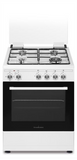 Ⓜ️🔵🔵🔵 SCHAUB LORENZ SS631GEW  - Cucina BIANCA, piano cottura 4 fuochi gas di cui uno tripla corona, sicur gas, 60x60cm, forno a gas con grill, coperchio in cristallo, classe A