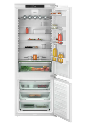 Ⓜ️🔵🔵🔵 LIEBHERR ICNc 7603 pure NoFrost - Frigorifero combinato da incasso XXL con EasyFresh e NoFrost, GARANZIA 10 ANNI INCLUSA* originale LIEBHERR, Combinazione frigo sopra e congelatore sotto, porta autoportante, 194-195 x 71-72 cm, Nuova classe C